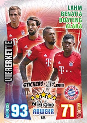 Sticker Lahm / Benatia / Boateng / Alaba - German Fussball Bundesliga 2015-2016. Match Attax - Topps