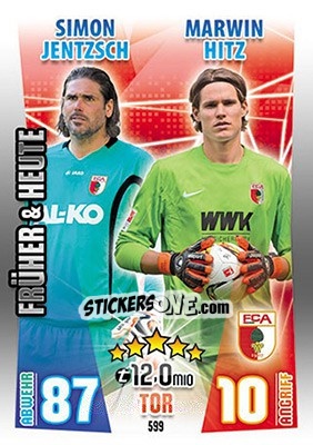 Sticker Simon Jentzsch / Marwin Hitz - German Fussball Bundesliga 2015-2016. Match Attax - Topps