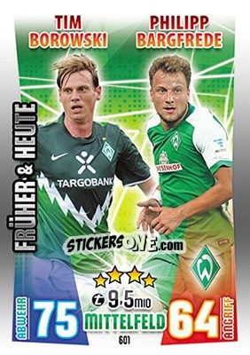 Sticker Tim Borowski / Philipp Bargfrede - German Fussball Bundesliga 2015-2016. Match Attax - Topps