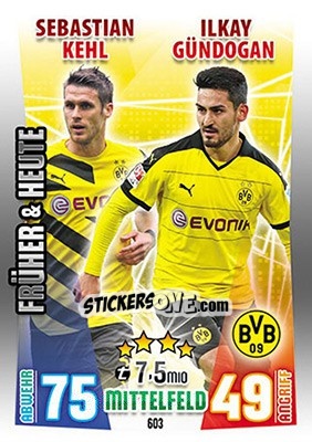 Sticker Sebastian Kehl / Ilkay Gündogan - German Fussball Bundesliga 2015-2016. Match Attax n. 603 - Topps