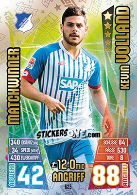 Cromo Kevin Volland - German Fussball Bundesliga 2015-2016. Match Attax - Topps