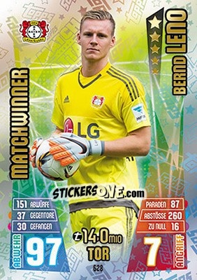 Sticker Bernd Leno - German Fussball Bundesliga 2015-2016. Match Attax - Topps