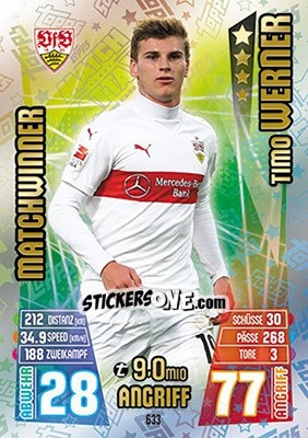 Cromo Timo Werner - German Fussball Bundesliga 2015-2016. Match Attax - Topps