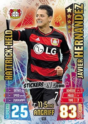 Sticker Javier Hernández - German Fussball Bundesliga 2015-2016. Match Attax - Topps