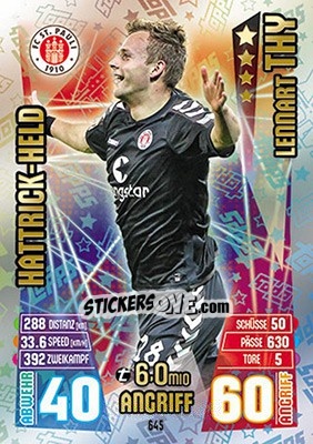 Sticker Lennart Thy - German Fussball Bundesliga 2015-2016. Match Attax - Topps