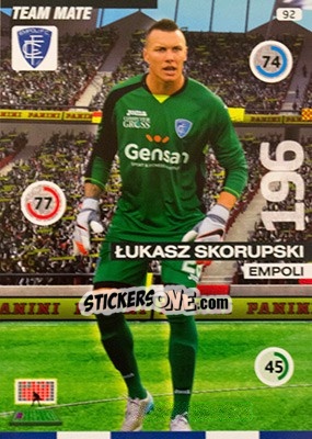 Sticker Lukasz Skorupski - Calciatori 2015-2016. Adrenalyn XL n. 92 - Panini