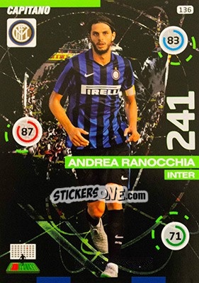 Sticker Andrea Ranocchia - Calciatori 2015-2016. Adrenalyn XL n. 136 - Panini