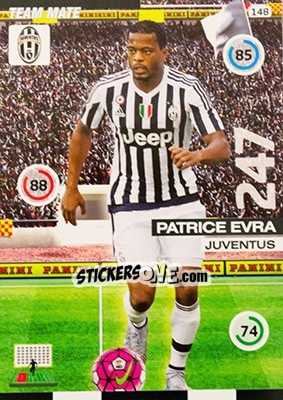 Sticker Patrice Evra - Calciatori 2015-2016. Adrenalyn XL n. 148 - Panini