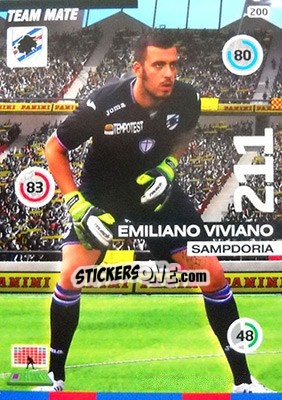 Sticker Emiliano Viviano - Calciatori 2015-2016. Adrenalyn XL n. 200 - Panini