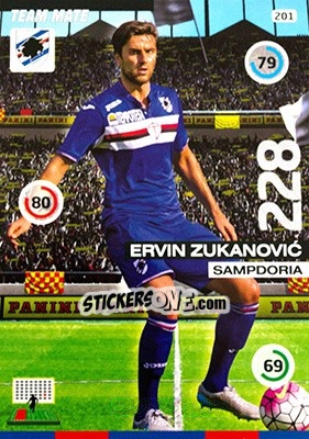Sticker Ervin Zukanovic - Calciatori 2015-2016. Adrenalyn XL n. 201 - Panini