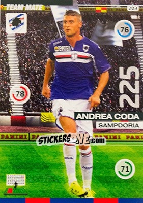 Sticker Andrea Coda - Calciatori 2015-2016. Adrenalyn XL n. 203 - Panini