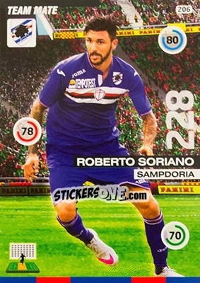 Sticker Roberto Soriano - Calciatori 2015-2016. Adrenalyn XL n. 206 - Panini