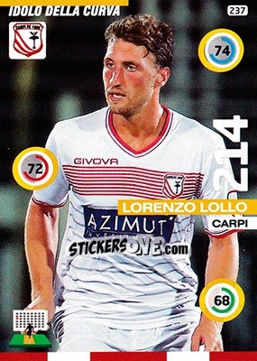 Sticker Lorenzo Lollo - Calciatori 2015-2016. Adrenalyn XL n. 237 - Panini