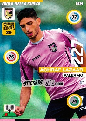 Sticker Achraf Lazaar - Calciatori 2015-2016. Adrenalyn XL n. 260 - Panini