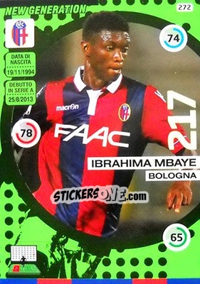 Sticker Ibrahima Mbaye - Calciatori 2015-2016. Adrenalyn XL n. 272 - Panini
