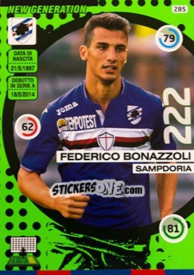 Sticker Federico Bonazzoli - Calciatori 2015-2016. Adrenalyn XL n. 285 - Panini