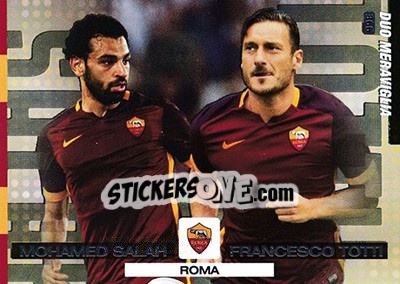 Sticker Francesco Totti / Mohamed Salah - Calciatori 2015-2016. Adrenalyn XL n. 366 - Panini