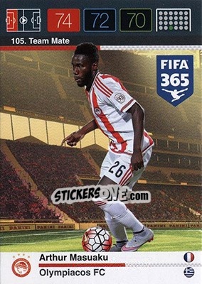 Sticker Arthur Masuaku - FIFA 365: 2015-2016. Adrenalyn XL - Nordic edition n. 105 - Panini