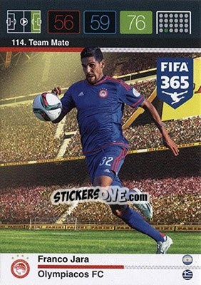 Sticker Franco Jara - FIFA 365: 2015-2016. Adrenalyn XL - Nordic edition n. 114 - Panini