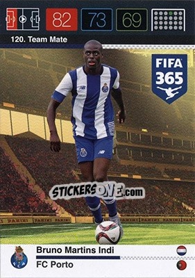 Sticker Bruno Martins Indi - FIFA 365: 2015-2016. Adrenalyn XL - Nordic edition n. 120 - Panini