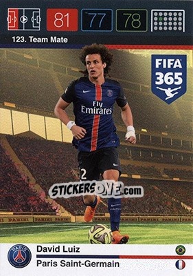 Sticker David Luiz - FIFA 365: 2015-2016. Adrenalyn XL - Nordic edition n. 123 - Panini
