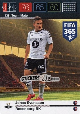 Sticker Jonas Svensson - FIFA 365: 2015-2016. Adrenalyn XL - Nordic edition n. 138 - Panini