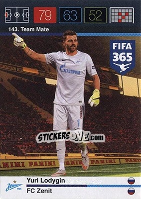 Cromo Yuri Lodygin - FIFA 365: 2015-2016. Adrenalyn XL - Nordic edition n. 143 - Panini