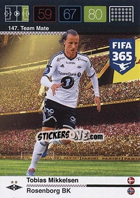 Sticker Tobias Mikkelsen - FIFA 365: 2015-2016. Adrenalyn XL - Nordic edition n. 147 - Panini