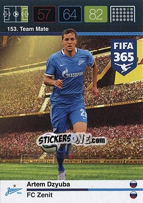 Sticker Artem Dzyuba - FIFA 365: 2015-2016. Adrenalyn XL - Nordic edition n. 153 - Panini