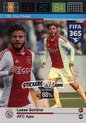 Sticker Lasse Schöne - FIFA 365: 2015-2016. Adrenalyn XL - Nordic edition n. 155 - Panini