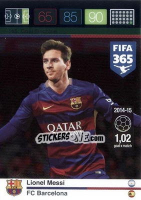 Sticker Lionel Messi - FIFA 365: 2015-2016. Adrenalyn XL - Nordic edition n. 160 - Panini
