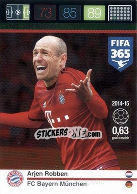 Sticker Arjen Robben - FIFA 365: 2015-2016. Adrenalyn XL - Nordic edition n. 163 - Panini