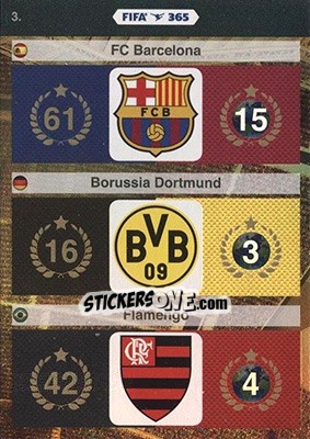 Sticker FC Barcelona, Borussia Dortmund, Flamengo - FIFA 365: 2015-2016. Adrenalyn XL - Nordic edition n. 3 - Panini