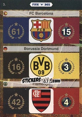 Cromo FC Barcelona, Borussia Dortmund, Flamengo - FIFA 365: 2015-2016. Adrenalyn XL - Nordic edition - Panini