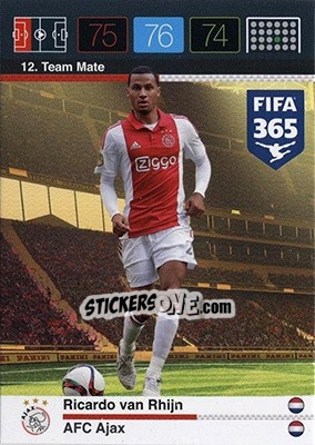 Sticker Ricardo van Rhijn - FIFA 365: 2015-2016. Adrenalyn XL - Nordic edition n. 12 - Panini