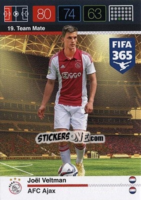 Sticker Joel Veltman - FIFA 365: 2015-2016. Adrenalyn XL - Nordic edition n. 19 - Panini
