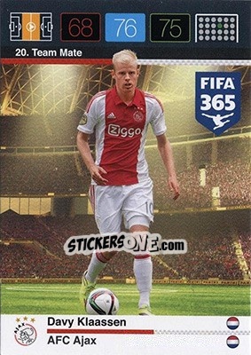 Sticker Davy Klaassen - FIFA 365: 2015-2016. Adrenalyn XL - Nordic edition n. 20 - Panini