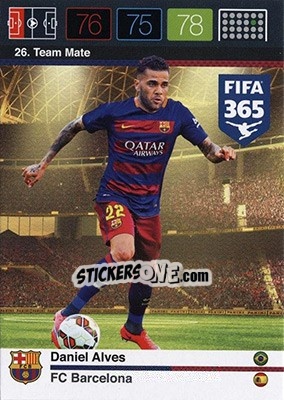 Sticker Dani Alves - FIFA 365: 2015-2016. Adrenalyn XL - Nordic edition n. 26 - Panini