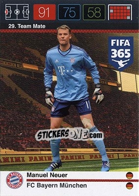 Sticker Manuel Neuer - FIFA 365: 2015-2016. Adrenalyn XL - Nordic edition n. 29 - Panini