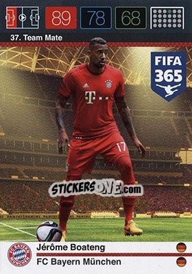 Sticker Jérôme Boateng - FIFA 365: 2015-2016. Adrenalyn XL - Nordic edition n. 37 - Panini