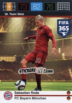 Sticker Sebastian Rode - FIFA 365: 2015-2016. Adrenalyn XL - Nordic edition n. 38 - Panini