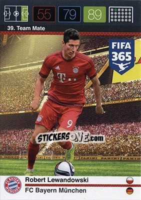 Sticker Robert Lewandowski - FIFA 365: 2015-2016. Adrenalyn XL - Nordic edition n. 39 - Panini