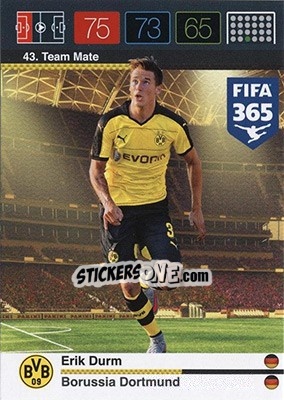Sticker Erik Durm - FIFA 365: 2015-2016. Adrenalyn XL - Nordic edition n. 43 - Panini