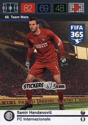 Sticker Samir Handanovic - FIFA 365: 2015-2016. Adrenalyn XL - Nordic edition n. 68 - Panini