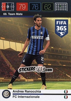 Sticker Andrea Ranocchia - FIFA 365: 2015-2016. Adrenalyn XL - Nordic edition n. 69 - Panini