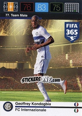 Sticker Geoffrey Kondogbia - FIFA 365: 2015-2016. Adrenalyn XL - Nordic edition n. 77 - Panini