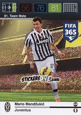 Sticker Mario Mandzukic - FIFA 365: 2015-2016. Adrenalyn XL - Nordic edition n. 81 - Panini