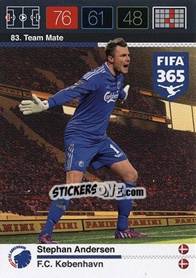 Sticker Stephan Andersen - FIFA 365: 2015-2016. Adrenalyn XL - Nordic edition n. 83 - Panini
