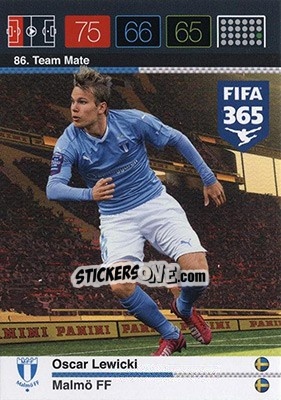 Sticker Oscar Lewicki - FIFA 365: 2015-2016. Adrenalyn XL - Nordic edition n. 86 - Panini