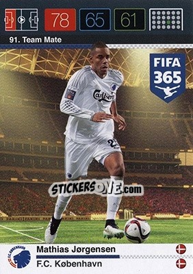 Sticker Mathias Jørgensen - FIFA 365: 2015-2016. Adrenalyn XL - Nordic edition n. 91 - Panini